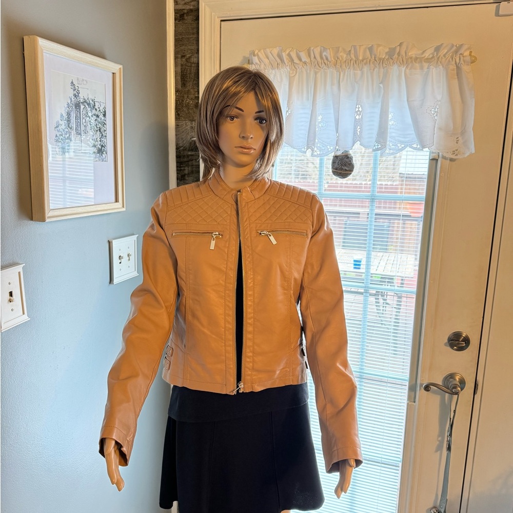 New York & Company Faux Leather Jacket SZ SM